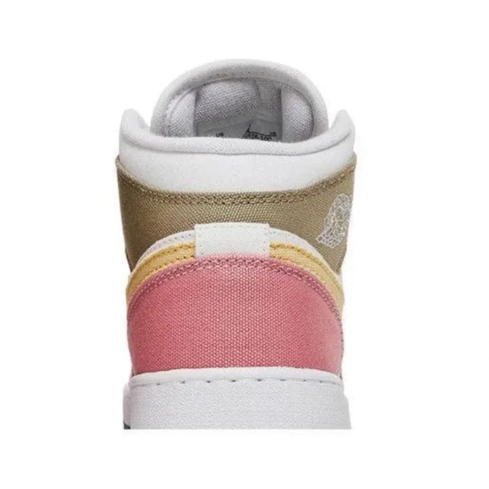Nike Air Jordan 1 Mid SE GS Pastel Grind DJ0338-100 Pink‎ Green White Yellow 7Y